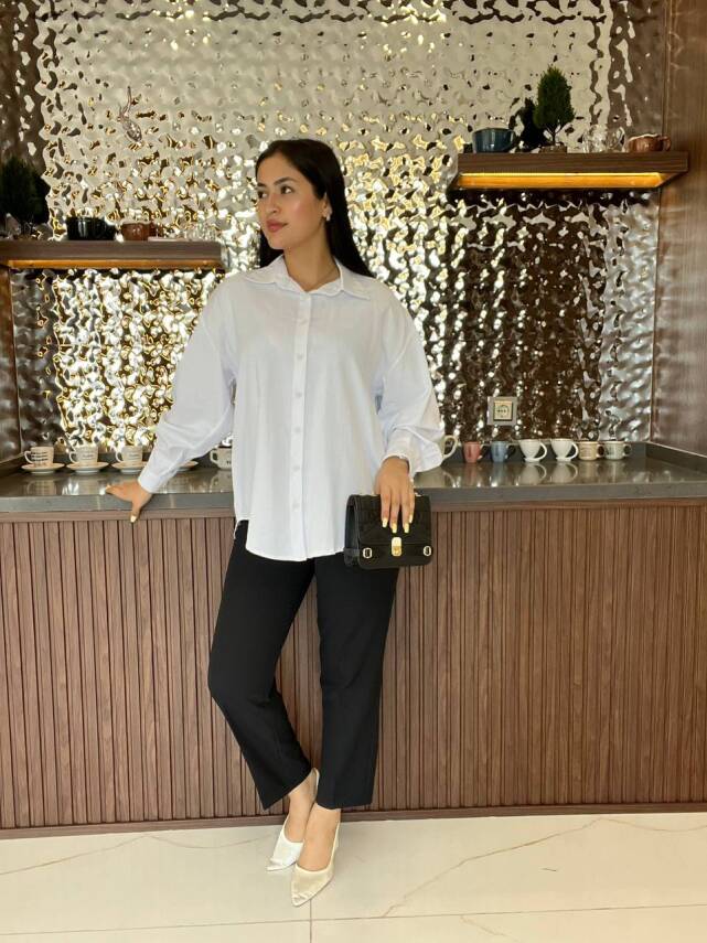 Sırt Dekolteli Oversize Basic Gömlek GMK08002 - 36