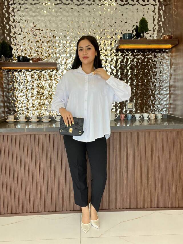 Sırt Dekolteli Oversize Basic Gömlek GMK08002 - 38