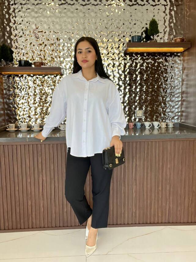 Sırt Dekolteli Oversize Basic Gömlek GMK08002 - 39