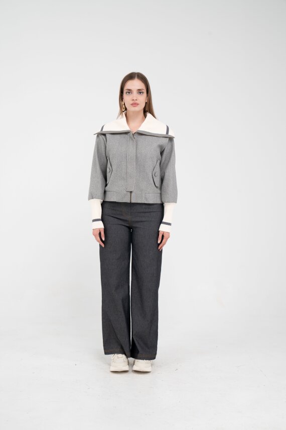 Oversize Fermuarlı Sweat Ceket K1720 - 7