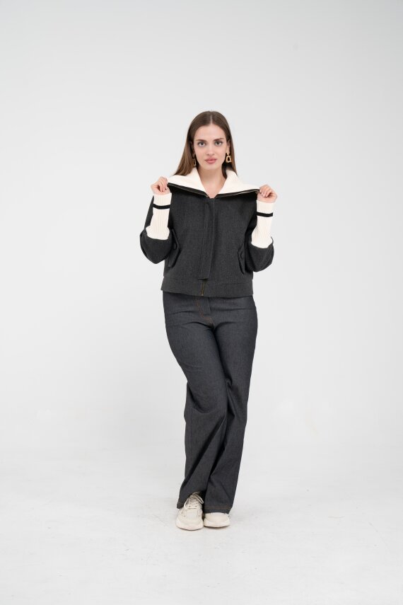 Oversize Fermuarlı Sweat Ceket K1720 - 15