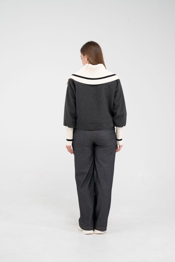 Oversize Fermuarlı Sweat Ceket K1720 - 21