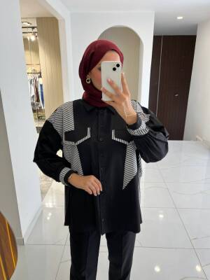 Parça Detaylı Cep Aksesurlı Simetrik Kesim Oversize Basıc Gömlek GMK16046 - 17