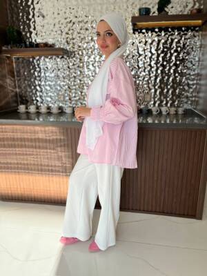 Parça Detaylı Cep Aksesurlı Simetrik Kesim Oversize Basıc Gömlek GMK16046 - 23