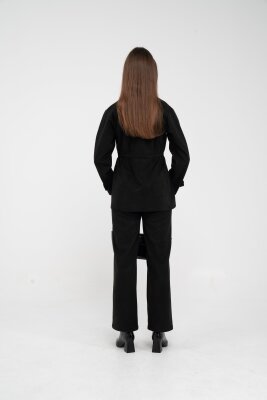 Süet Dokulu Altın Düğmeli Kuşaklı Kadın Takım 1757 - 28