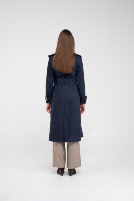 Süet Dokulu Kuşaklı Uzun Kadın Trençkot 8088 - 12