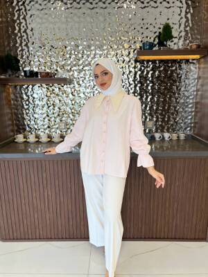 Taş Aksesurlı Yaka Detaylı Kol Lastik Oversıze Gömlek GMK08030 - 15