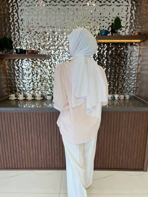 Taş Aksesurlı Yaka Detaylı Kol Lastik Oversıze Gömlek GMK08030 - 16