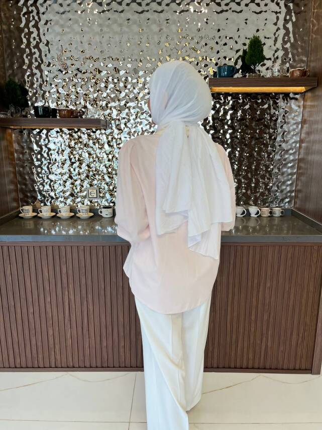 Taş Aksesurlı Yaka Detaylı Kol Lastik Oversıze Gömlek GMK08030 - 16