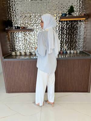 Taş Aksesurlı Yaka Detaylı Kol Lastik Oversıze Gömlek GMK08030 - 32