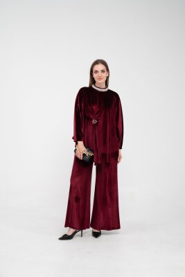 Taş Detaylı Kadife Takım K8048 - SASİLVA