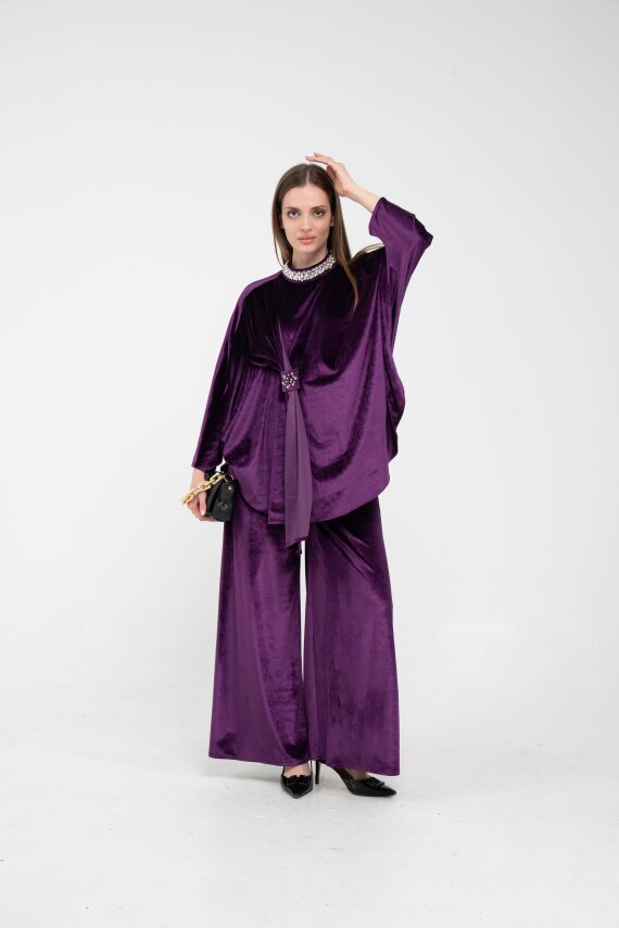 Taş Detaylı Kadife Takım K8048 - 16