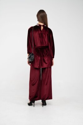 Taş Detaylı Kuşaklı Kadife Takım K8049 - 7