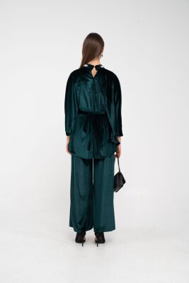 Taş Detaylı Kuşaklı Kadife Takım K8049 - 27