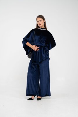 Taş Detaylı Kuşaklı Kadife Takım K8049 - 29