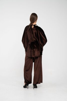 Taş Detaylı Kuşaklı Kadife Takım K8049 - 39