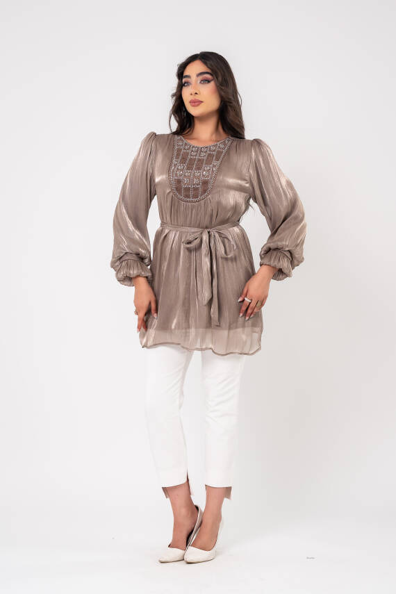 Taş işlemeli Kemer Detaylı Bluz BLZ16086 - 6