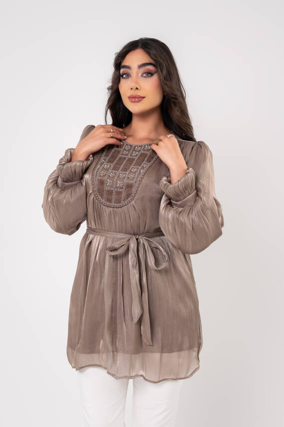Taş işlemeli Kemer Detaylı Bluz BLZ16086 - 7