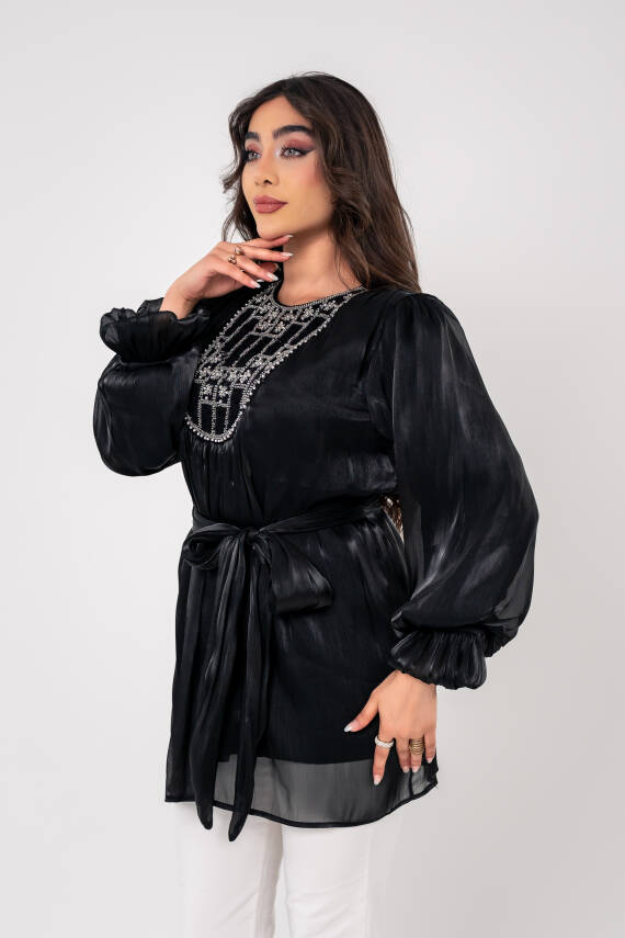 Taş işlemeli Kemer Detaylı Bluz BLZ16086 - 5