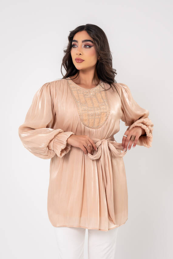 Taş işlemeli Kemer Detaylı Bluz BLZ16086 - 6