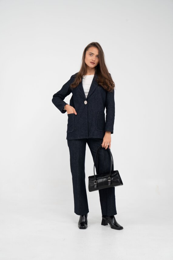 Tek Düğme Detaylı Alt Üst Kadın Takım K8075 - 4