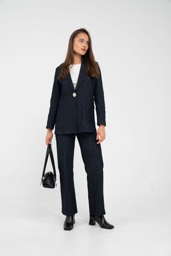 Tek Düğme Detaylı Alt Üst Kadın Takım K8075 - 3