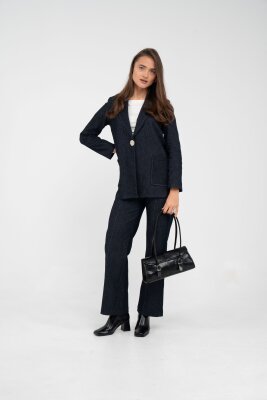 Tek Düğme Detaylı Alt Üst Kadın Takım K8075 - 2