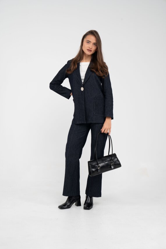 Tek Düğme Detaylı Alt Üst Kadın Takım K8075 - 2