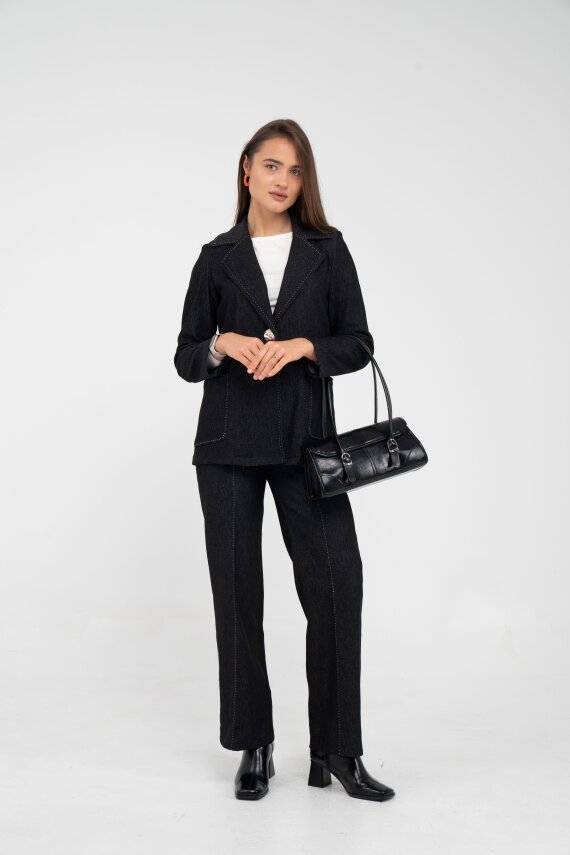 Tek Düğme Detaylı Alt Üst Kadın Takım K8075 - 14