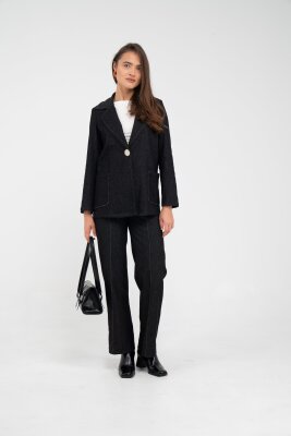 Tek Düğme Detaylı Alt Üst Kadın Takım K8075 - 19