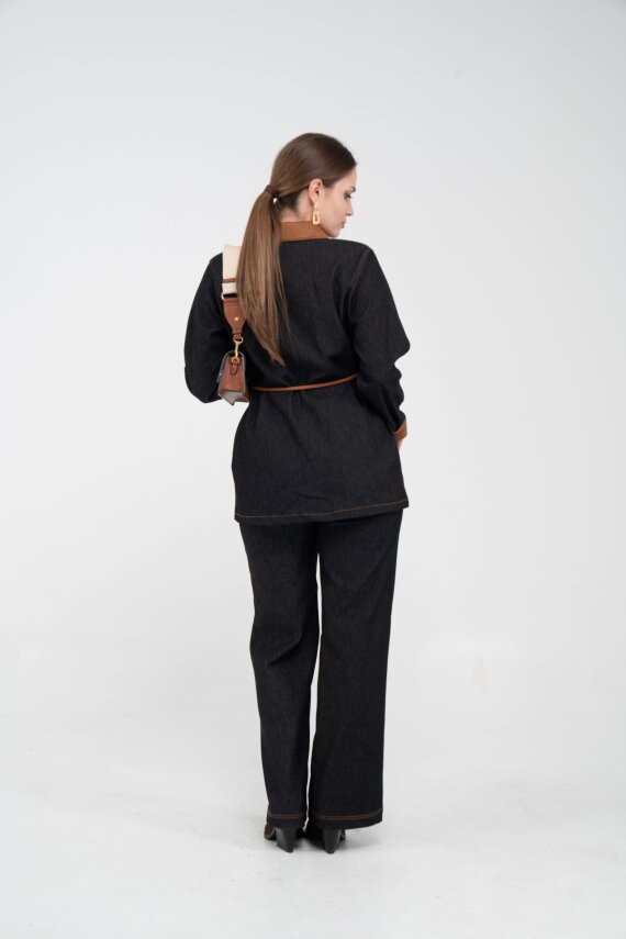 Kuşaklı Denim Kadın Takım 1755 - 8