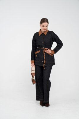 Kuşaklı Denim Kadın Takım 1755 - 5