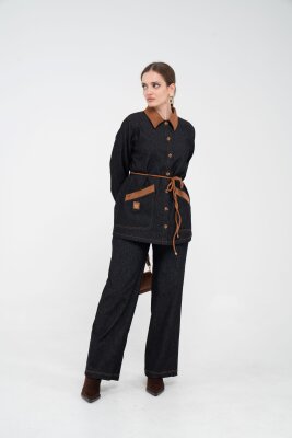 Kuşaklı Denim Kadın Takım 1755 - 6