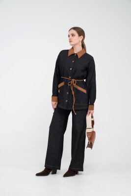 Kuşaklı Denim Kadın Takım 1755 - 7