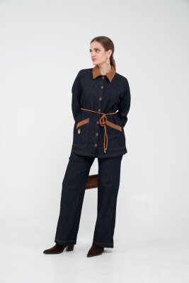 Kuşaklı Denim Kadın Takım 1755 - 11