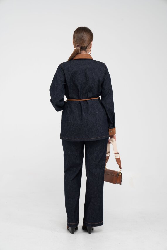 Kuşaklı Denim Kadın Takım 1755 - 17