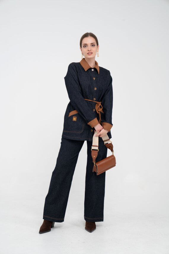 Kuşaklı Denim Kadın Takım 1755 - 15