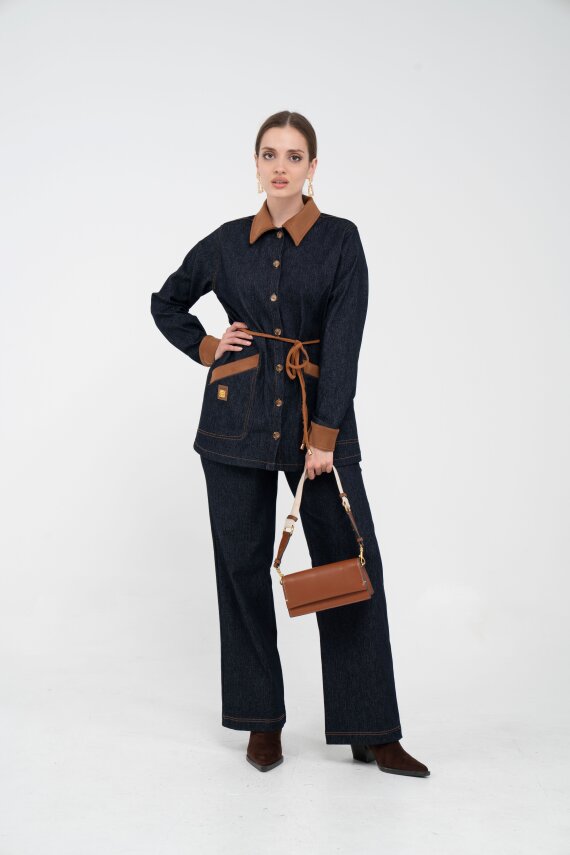 Kuşaklı Denim Kadın Takım 1755 - 16