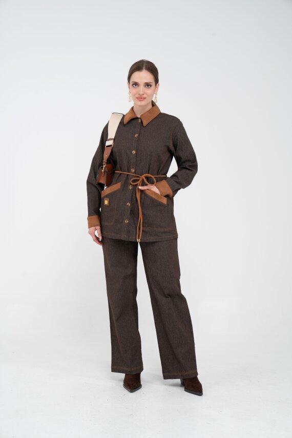 Kuşaklı Denim Kadın Takım 1755 - 18