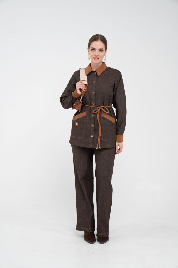 Kuşaklı Denim Kadın Takım 1755 - 23