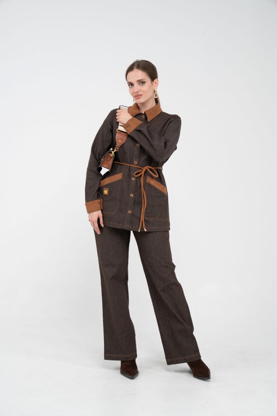 Kuşaklı Denim Kadın Takım 1755 - 24