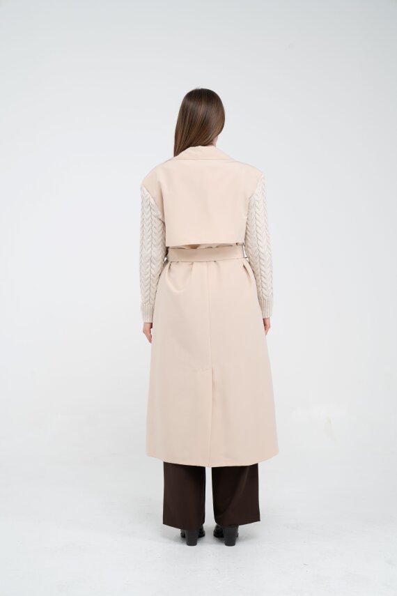 Triko Kollu Kemerli Trençkot K8070 - 4