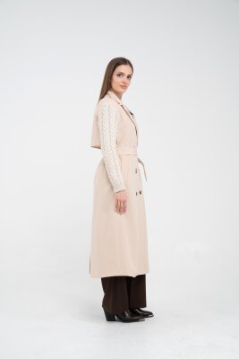 Triko Kollu Kemerli Trençkot K8070 - 2