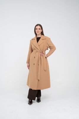 Triko Kollu Kemerli Trençkot K8070 - 6