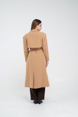 Triko Kollu Kemerli Trençkot K8070 - 9