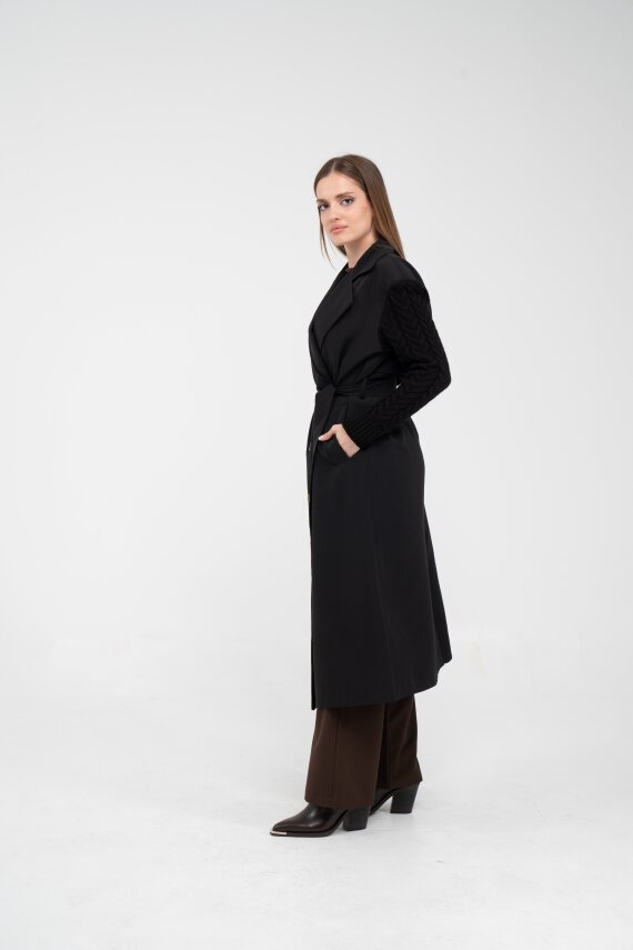 Triko Kollu Kemerli Trençkot K8070 - 13