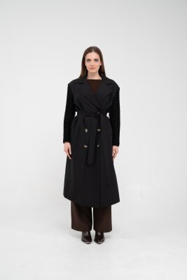 Triko Kollu Kemerli Trençkot K8070 - 10