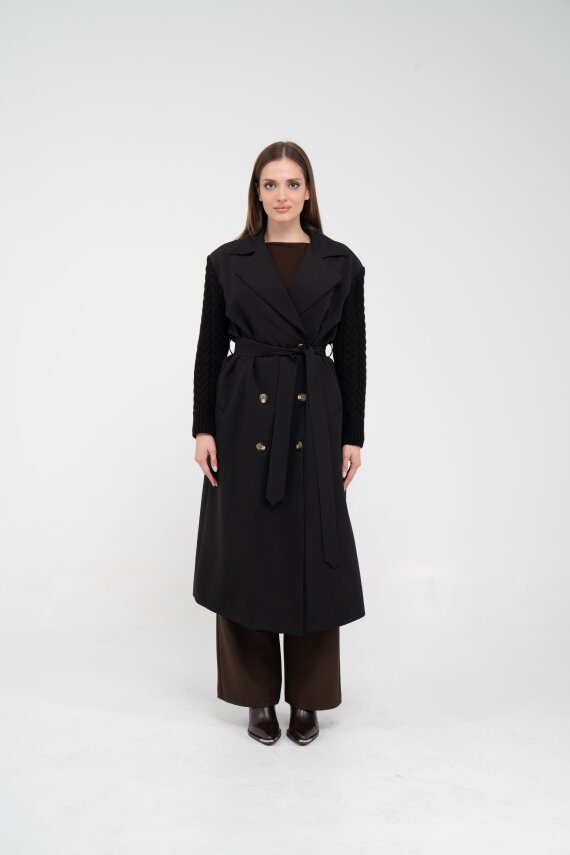 Triko Kollu Kemerli Trençkot K8070 - 10