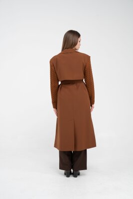 Triko Kollu Kemerli Trençkot K8070 - 19