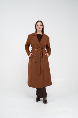 Triko Kollu Kemerli Trençkot K8070 - 16